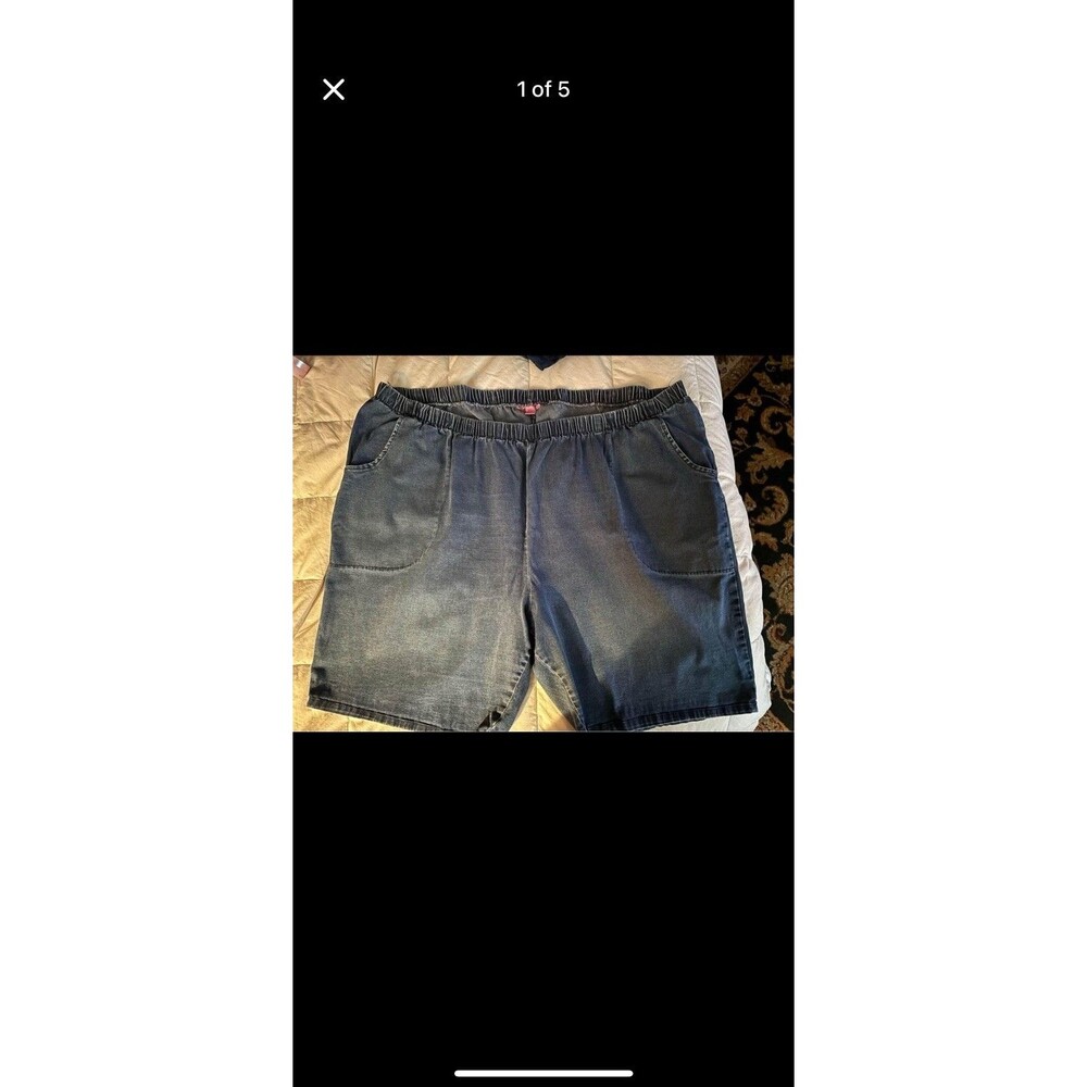 Woman Within Size 34W Women’s Denim Shorts 44x8 Waist Elastic Waist